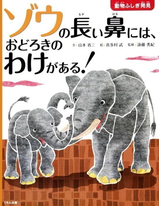 絵本「ゾウの長い鼻には、おどろきのわけがある！」の表紙（全体把握用）（中サイズ）