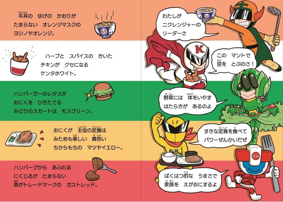 絵本「外食戦隊ニクレンジャー悪をにくんでおにくを愛す」の一コマ