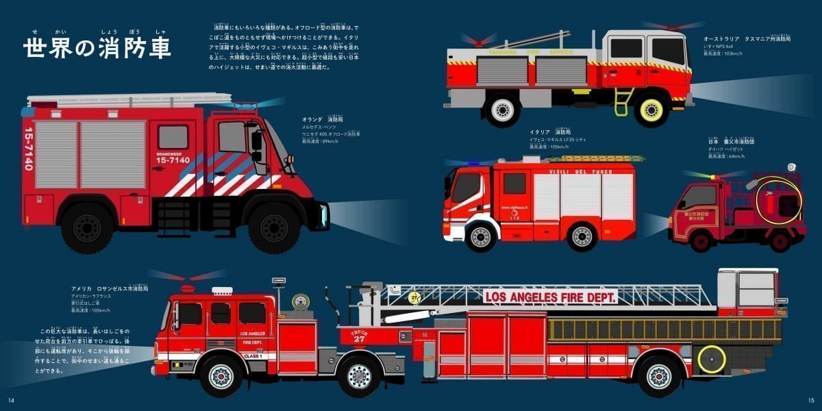 絵本「出動せよ！世界の緊急車両図鑑」の一コマ2