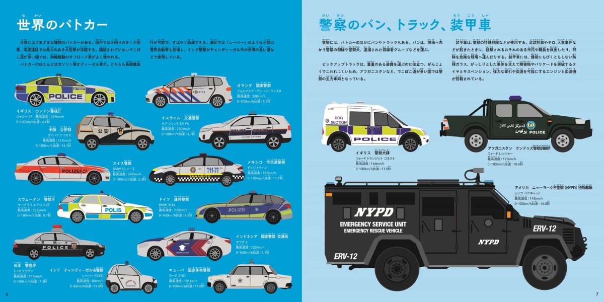 絵本「出動せよ！世界の緊急車両図鑑」の一コマ