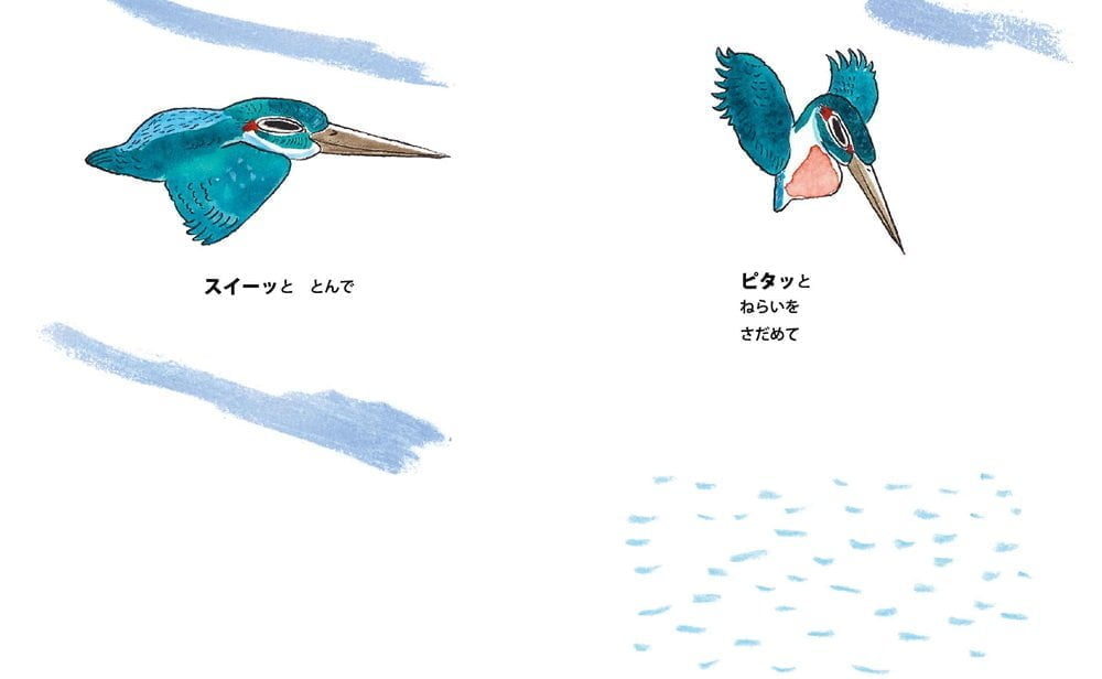 絵本「あべ弘士の生きものがたり カワセミとヒバリとヨタカ」の一コマ