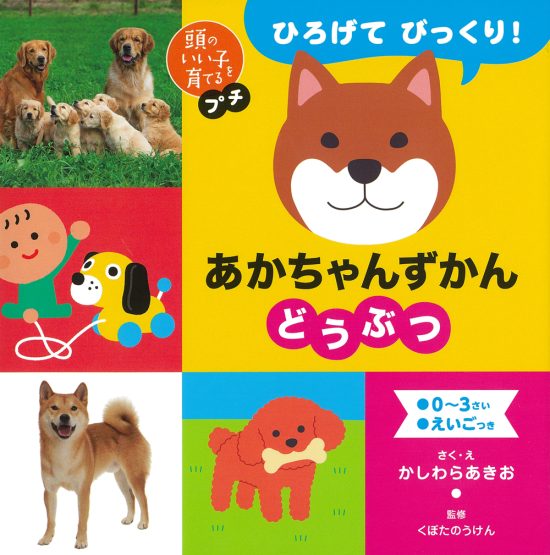 絵本「ひろげて びっくり！ あかちゃんずかん どうぶつ」の表紙（全体把握用）（中サイズ）