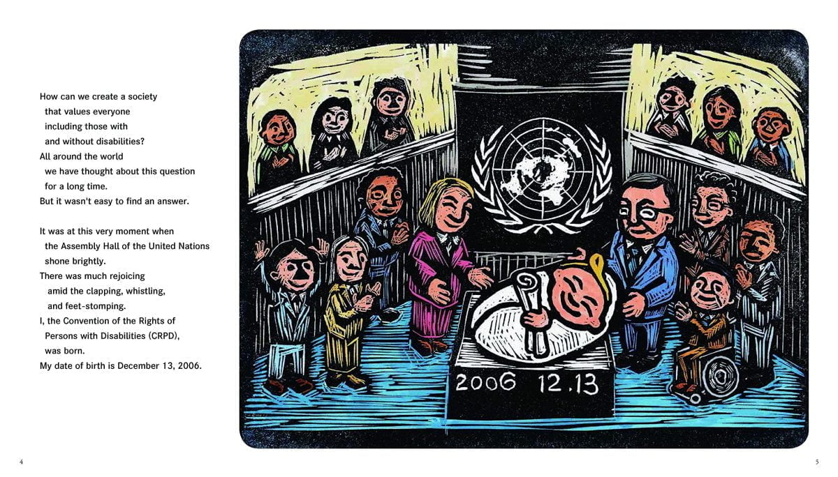 絵本「Picture Book United Nations Convention on the Rights of Persons with Disabilities【英語版 えほん障害者権利条約】」の一コマ