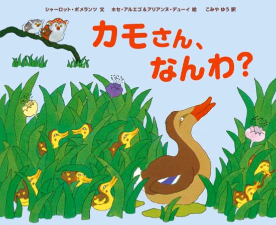 絵本「カモさん、なんわ？」の表紙（全体把握用）（中サイズ）