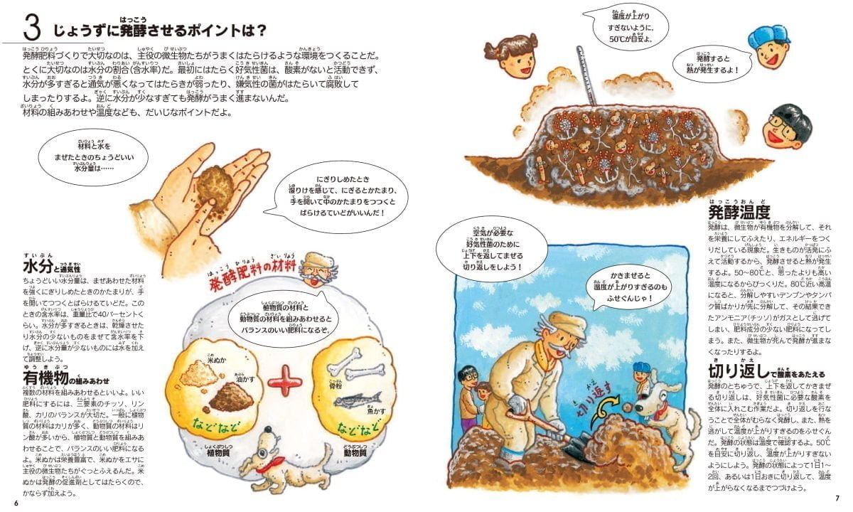 絵本「肥料と土つくりの絵本4 発酵肥料を生かそう」の一コマ3