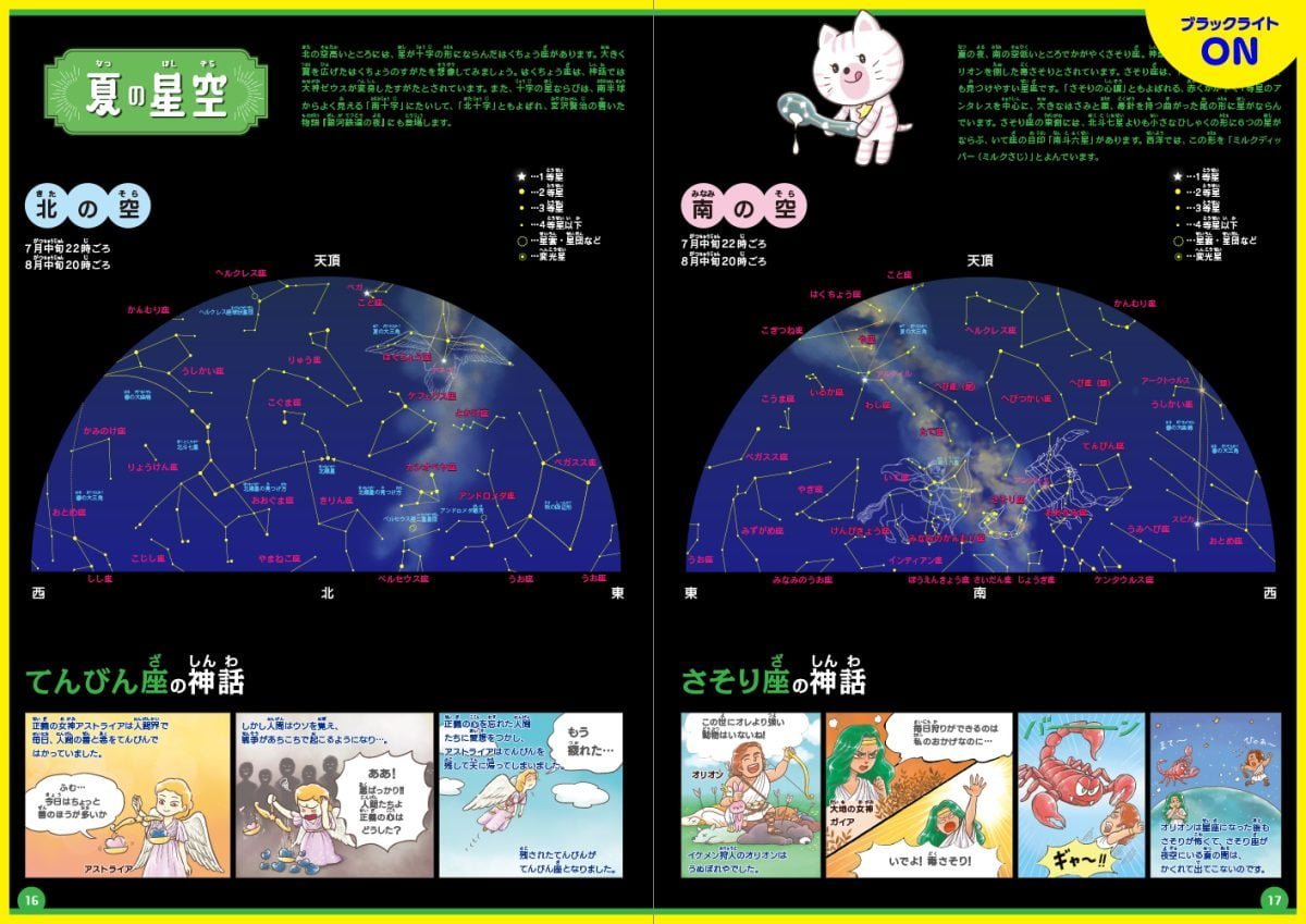 絵本「ブラックライトでさがせ！四季の星座と神話」の一コマ7