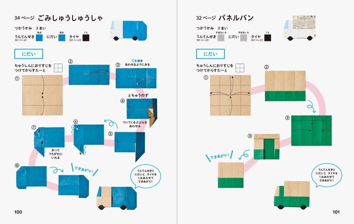 絵本「2～5才のかわいいおりがみえほん のりもの」の一コマ5