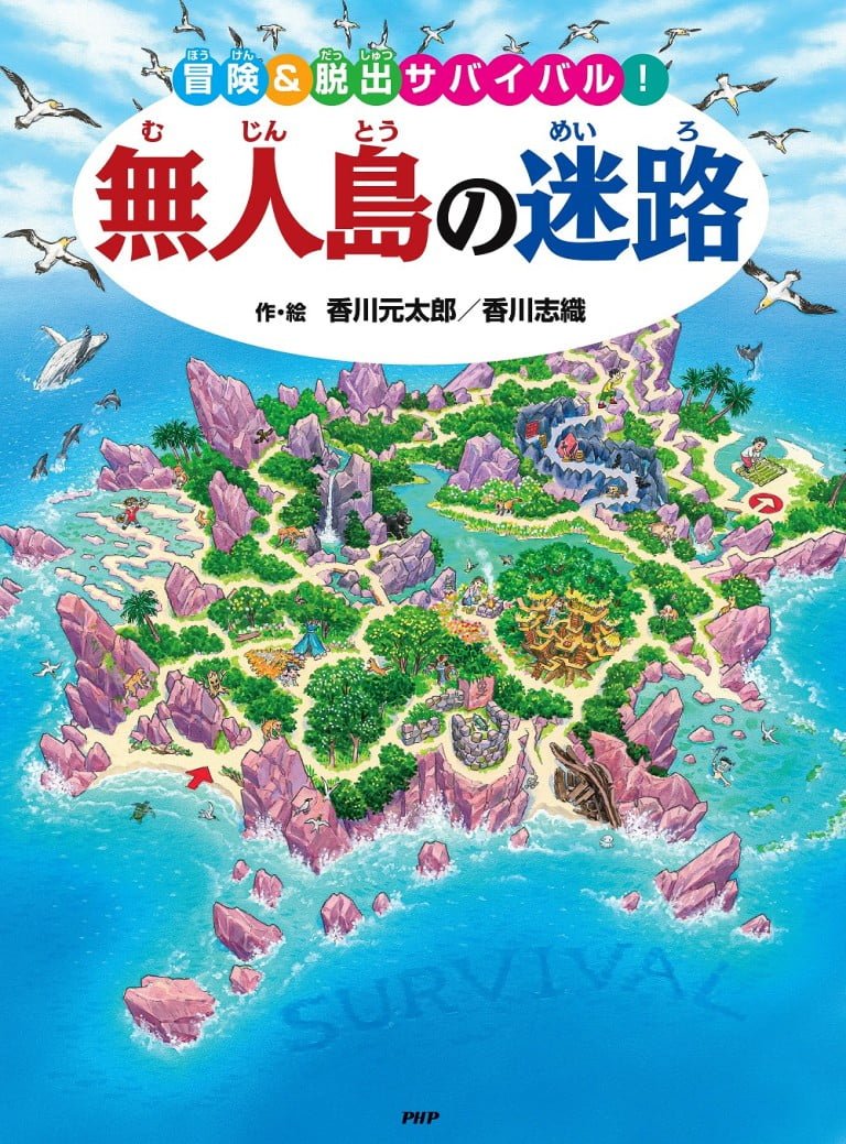 絵本「無人島の迷路」の表紙（詳細確認用）（中サイズ）