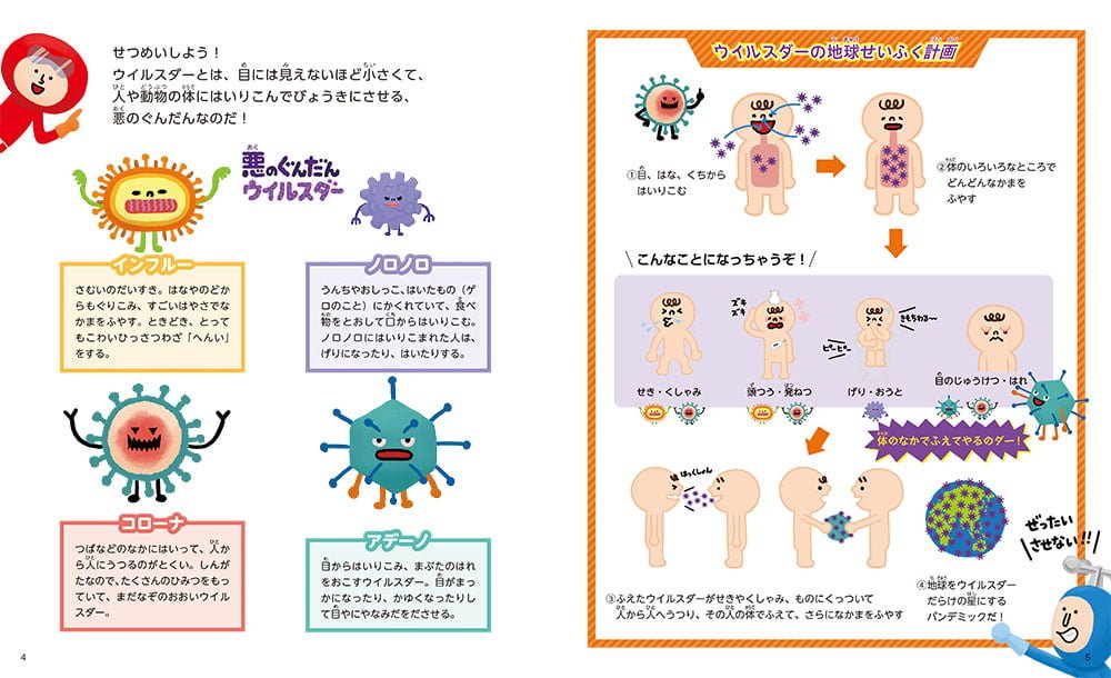 絵本「ウイルスにマケマ戦隊 ゲンキーズ」の一コマ2