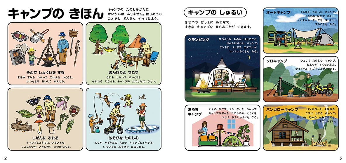 絵本「キャンプのずかん」の一コマ2