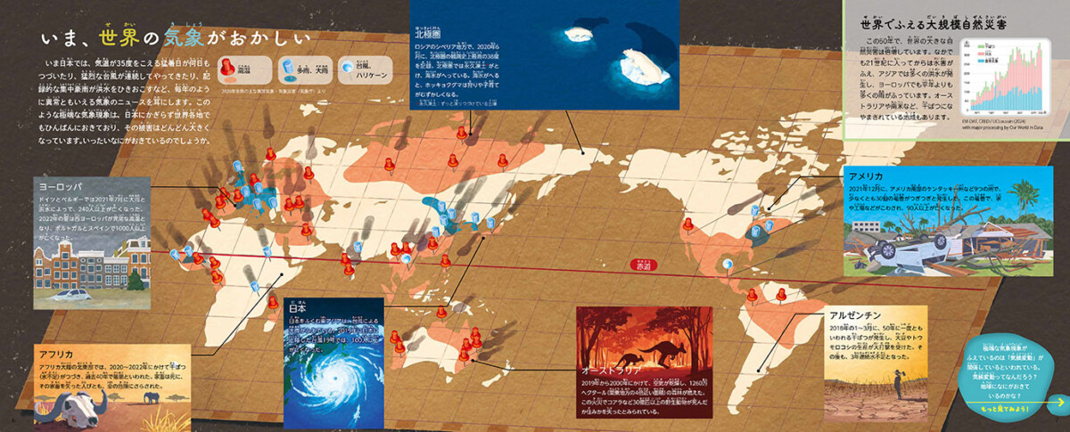 絵本「わたしたちの地球と気候変動」の一コマ