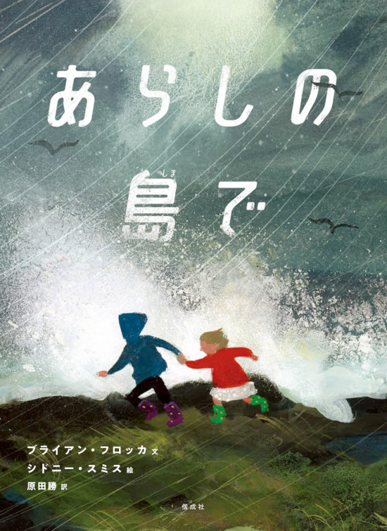 絵本「あらしの島で」の表紙（全体把握用）（中サイズ）