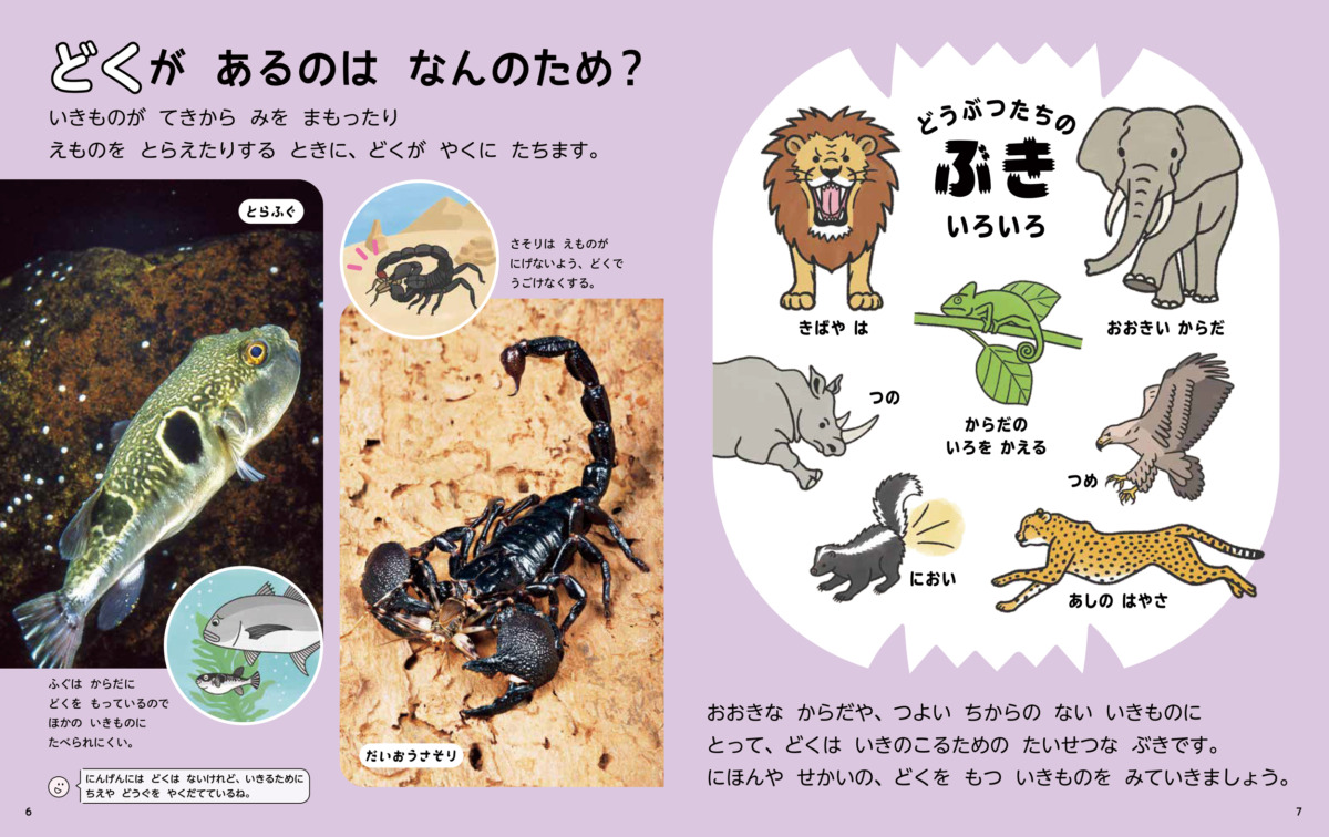 絵本「どくの ある いきもの」の中面