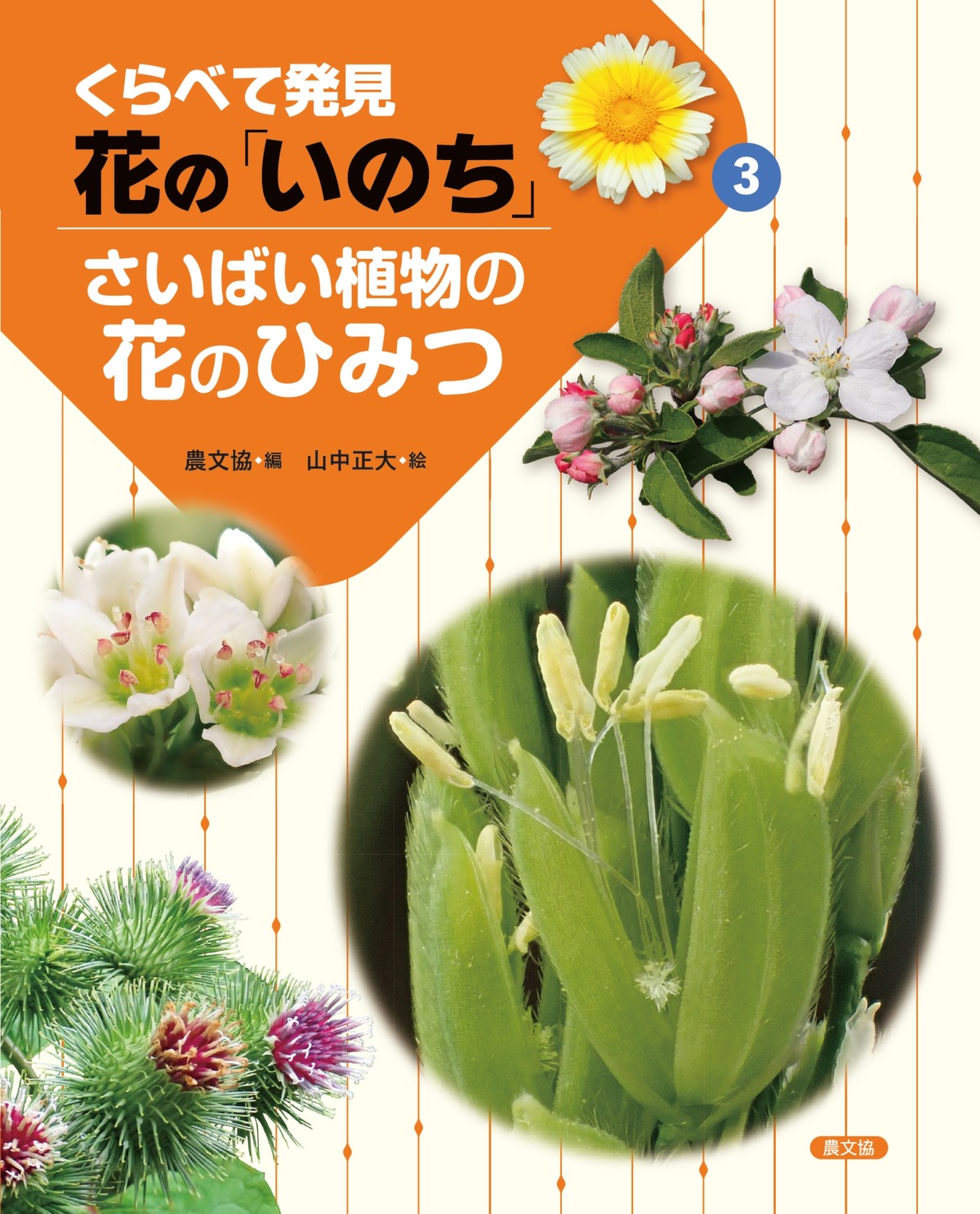 絵本「さいばい植物の花のひみつ(くらべて発見 花の「いのち」3)」の表紙（大サイズ）