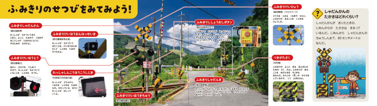 絵本「音が出る! 光る! ツインふみきり サウンドえほん」の中面