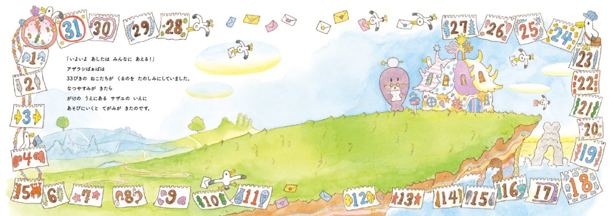 絵本「にゃんにゃんねこフレンズ 33びきのなつがいっぱい！」の中面2