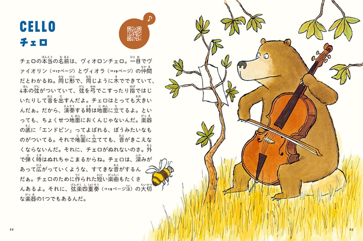絵本「50の楽器の音色、きいてみない？ どうぶつたちの音楽会」の中面4