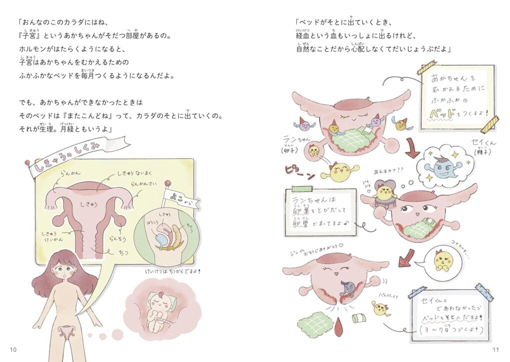絵本「はじめての生理 わたしとなかよくなる絵本」の中面2